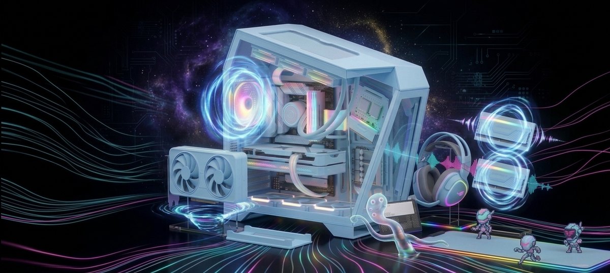 ภาพประกอบพีซีธีมอวกาศพร้อมไฟ RGB และเอฟเฟกต์แสง